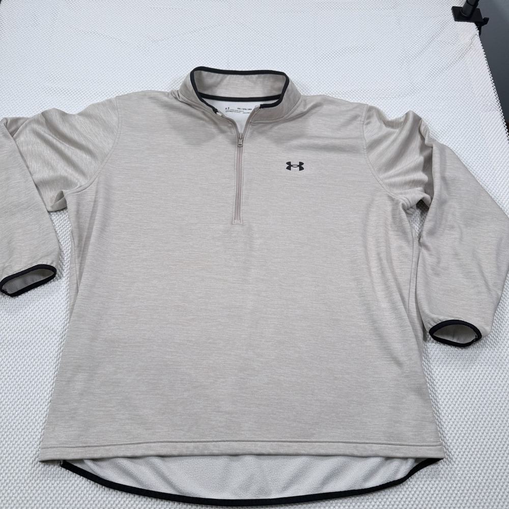 Under Armour ColdGear Mens 3XL Oatmeal Beige Heather Fleece 1/4 Zip Pullover